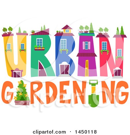 Clipart Graphic of a Colorfu Lurban Gardening Text Design with Plants - Royalty Free Vector Illustration by BNP Design Studio