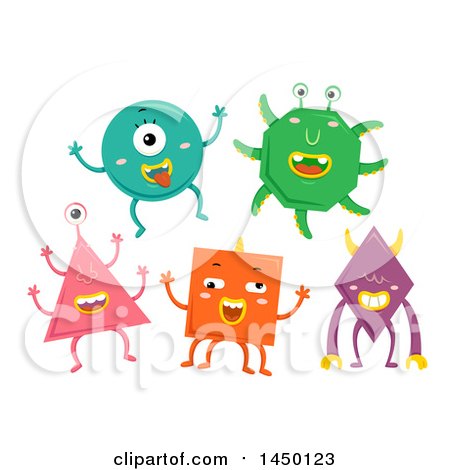 Clipart Graphic of Happy Shape Monsters - Royalty Free Vector Illustration by BNP Design Studio