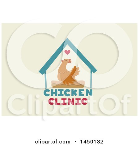 Clipart Graphic of a Hen in a Coop over Chicken Clinic Text - Royalty Free Vector Illustration by BNP Design Studio