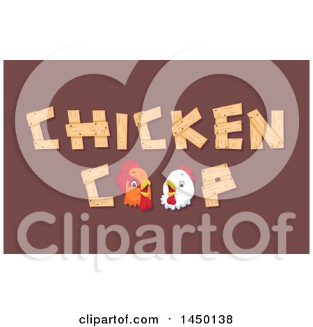 Clipart Graphic of a Chicken Coop Text Design with a Rooster and Hen on Brown - Royalty Free Vector Illustration by BNP Design Studio