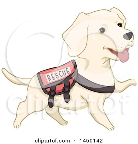 Clipart Graphic of a Cute Labrador Rescue Dog Wearing a Vest - Royalty Free Vector Illustration by BNP Design Studio