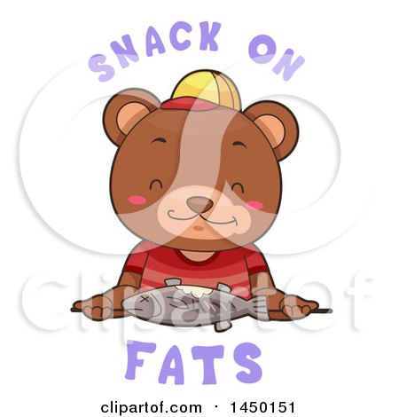 Clipart Graphic of a Cute Bear Eating a Fish with Snack on Fats Text - Royalty Free Vector Illustration by BNP Design Studio