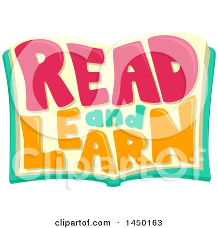 Clipart Graphic of a Read and Learn Text Design on an Open Book - Royalty Free Vector Illustration by BNP Design Studio