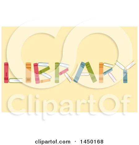 Clipart Graphic of a Word, Library, Spelled with Books, on Pastel Yellow - Royalty Free Vector Illustration by BNP Design Studio