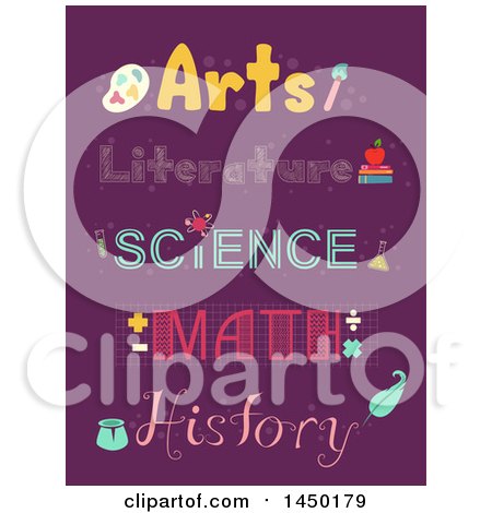 Clipart Graphic of School Subject Topography Designs on Purple - Royalty Free Vector Illustration by BNP Design Studio