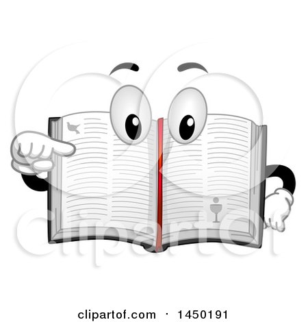 Clipart Graphic of a Bible Mascot Book Pointing to a Page - Royalty Free Vector Illustration by BNP Design Studio