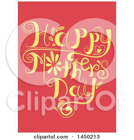 Clipart Graphic of a Happy Mothers Day Text Design on Red - Royalty Free Vector Illustration by BNP Design Studio
