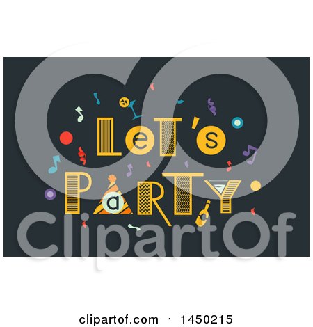 Clipart Graphic of a Lets Party and Confetti Design - Royalty Free Vector Illustration by BNP Design Studio