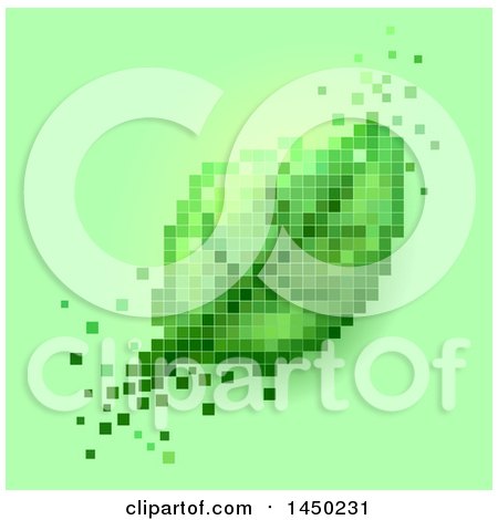 Clipart Graphic of a Pixel Styled Green Leaf - Royalty Free Vector Illustration by BNP Design Studio