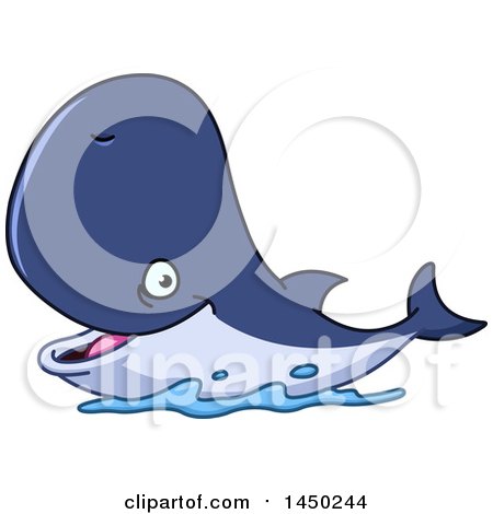 Clipart Graphic of a Cartoon Happy Whale Smiling - Royalty Free Vector Illustration by yayayoyo