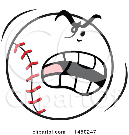 Clipart Graphic of a Cartoon Angry Baseball Mascot - Royalty Free Vector Illustration by Johnny Sajem