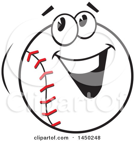 Clipart Graphic of a Cartoon Happy Baseball Mascot Smiling - Royalty Free Vector Illustration by Johnny Sajem