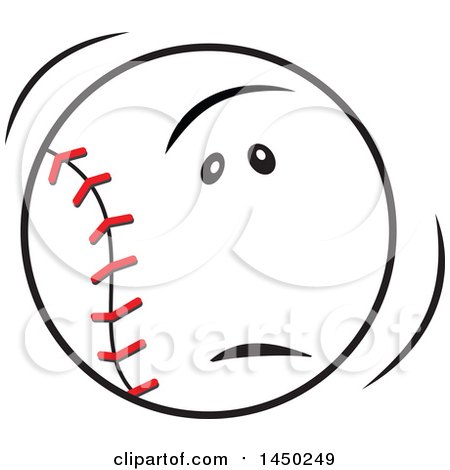 Clipart Graphic of a Cartoon Unhappy Baseball Mascot Frowning - Royalty Free Vector Illustration by Johnny Sajem