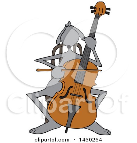 Clipart Graphic of a Cartoon Cellist Musician Dog Playing a Cello - Royalty Free Vector Illustration by djart