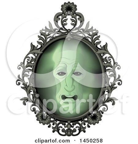 Clipart Graphic of a Face in an Ornate Magic Mirror - Royalty Free Vector Illustration by Pushkin