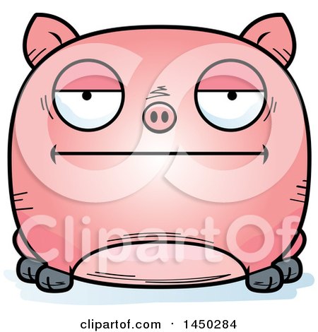 Clipart Graphic of a Cartoon Bored Pig Character Mascot - Royalty Free Vector Illustration by Cory Thoman