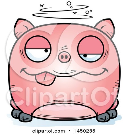 Clipart Graphic of a Cartoon Drunk Pig Character Mascot - Royalty Free Vector Illustration by Cory Thoman