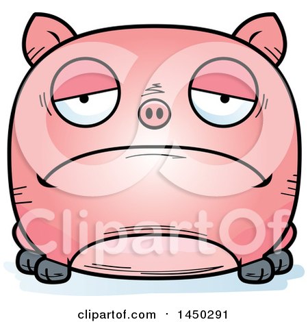 Clipart Graphic of a Cartoon Sad Pig Character Mascot - Royalty Free Vector Illustration by Cory Thoman