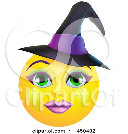 Clipart Graphic of a Yellow Witch Smiley Emoji Emoticon Face - Royalty Free Vector Illustration by AtStockIllustration