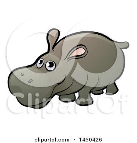 Clipart Graphic of a Cartoon Happy Hippo - Royalty Free Vector Illustration by AtStockIllustration