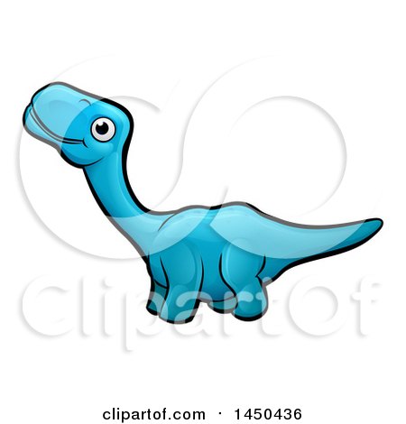 Clipart Graphic of a Cartoon Blue Apatosaurus Dino - Royalty Free Vector Illustration by AtStockIllustration