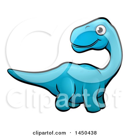 Clipart Graphic of a Cartoon Blue Apatosaurus Dino - Royalty Free Vector Illustration by AtStockIllustration
