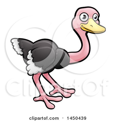 Clipart Graphic of a Cartoon Happy Ostrich - Royalty Free Vector Illustration by AtStockIllustration