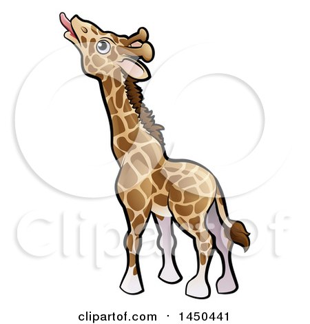 Clipart Graphic of a Cartoon Giraffe Reaching with His Tongue - Royalty Free Vector Illustration by AtStockIllustration