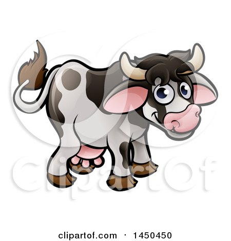 Clipart Graphic of a Cartoon Happy Cow - Royalty Free Vector Illustration by AtStockIllustration