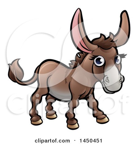 Clipart Graphic of a Cartoon Happy Brown Donkey - Royalty Free Vector Illustration by AtStockIllustration