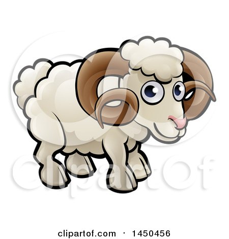 Clipart Graphic of a Cartoon White Ram - Royalty Free Vector Illustration by AtStockIllustration