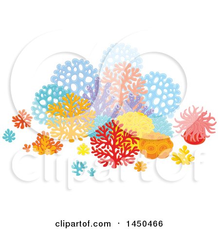 Clipart Graphic of a Group of Colorful Sea Fans, Corals and Anemones - Royalty Free Vector Illustration by Alex Bannykh