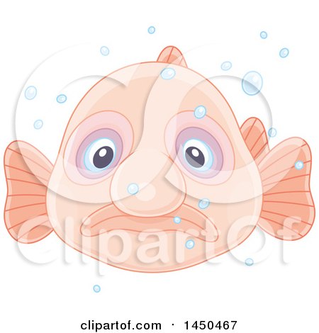 Clipart Graphic of a Swimming Blobfish and Bubbles - Royalty Free Vector Illustration by Alex Bannykh