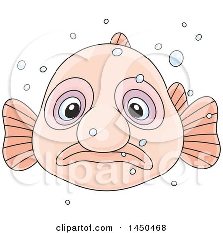 Clipart Graphic of a Cartoon Swimming Blobfish - Royalty Free Vector Illustration by Alex Bannykh