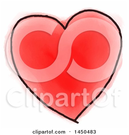 Clipart Graphic of a Red and Black Watercolor Heart - Royalty Free Vector Illustration by KJ Pargeter