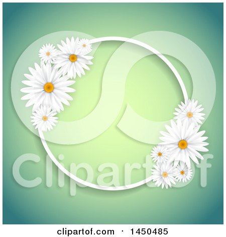 Clipart Graphic of a Round Fame with White Daisy Flowers over Gradient - Royalty Free Vector Illustration by KJ Pargeter