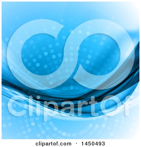 Clipart Graphic of a Blue Abstract Background with Halftone Dots and Waves - Royalty Free Vector Illustration by KJ Pargeter