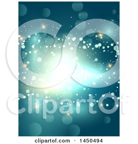 Clipart Graphic of a Blue Abstract Background of Sparkles and Flares - Royalty Free Vector Illustration by KJ Pargeter