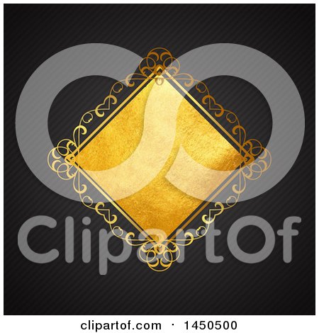 Clipart Graphic of a Fancy Golden Diamond Frame over a Black Background - Royalty Free Vector Illustration by KJ Pargeter