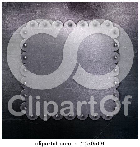 Clipart Graphic of a Scalloped Plaque over Scratched Metal - Royalty Free Illustration by KJ Pargeter