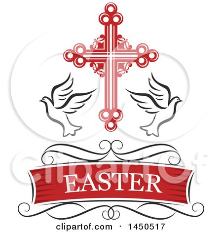 Clipart Graphic of a Cross with Doves and Text - Royalty Free Vector Illustration by Vector Tradition SM