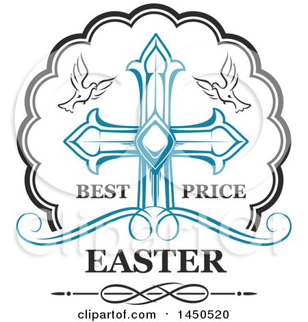 Clipart Graphic of a Cross with Doves and Text - Royalty Free Vector Illustration by Vector Tradition SM