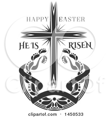 Clipart Graphic of a Black and White Cross and Easter Text - Royalty Free Vector Illustration by Vector Tradition SM