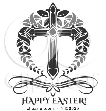 Clipart Graphic of a Black and White Cross and Easter Text - Royalty Free Vector Illustration by Vector Tradition SM