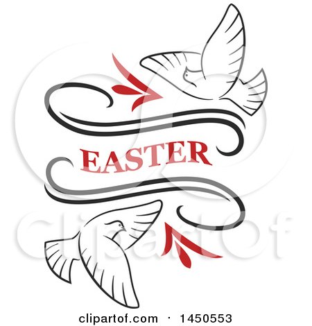 Clipart Graphic of Easter Text with Doves - Royalty Free Vector Illustration by Vector Tradition SM