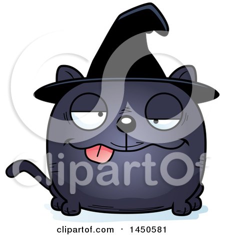 Clipart Graphic of a Cartoon Drunk Witch Cat Character Mascot - Royalty Free Vector Illustration by Cory Thoman