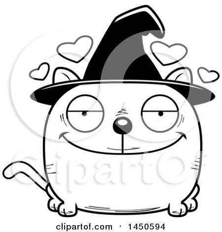 Clipart Graphic of a Cartoon Black and White Loving Witch Cat Character Mascot - Royalty Free Vector Illustration by Cory Thoman
