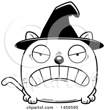 Clipart Graphic of a Cartoon Black and White Mad Witch Cat Character Mascot - Royalty Free Vector Illustration by Cory Thoman