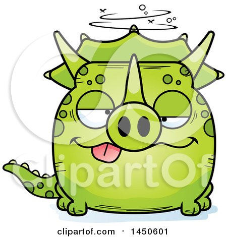 Clipart Graphic of a Cartoon Drunk Triceratops Character Mascot - Royalty Free Vector Illustration by Cory Thoman