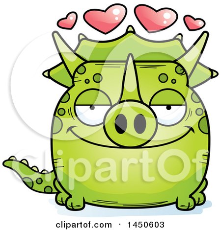 Clipart Graphic of a Cartoon Loving Triceratops Character Mascot - Royalty Free Vector Illustration by Cory Thoman